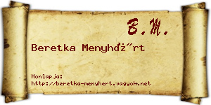 Beretka Menyhért névjegykártya